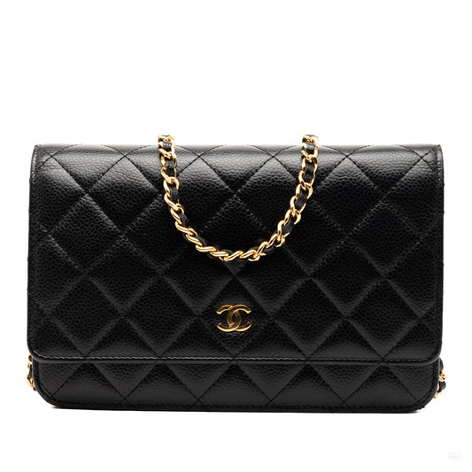 Second hand Chanel WOC Caviar Leather Quilted Flap Crossbody Black - Tabita Bags