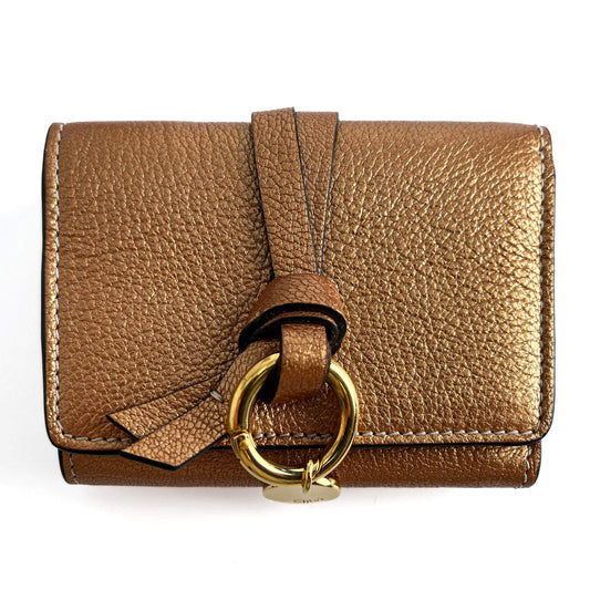 Second hand Chloé Alphabet Mini Leather Folding Wallet Metallic Rose - Tabita Bags