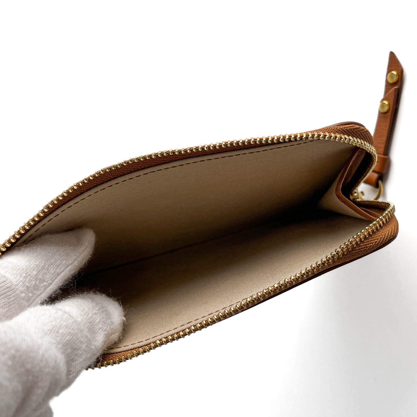 Second hand Chloé Little Horses Embroidered Medium Calfskin Leather Cards Holder Brown - Tabita Bags