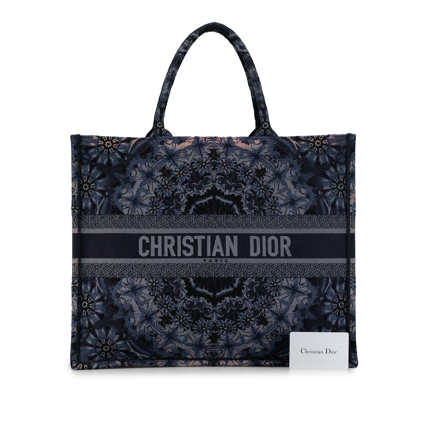 Second hand Dior Book Tote Large Embroidery Canvas Handbag Kaleidiorscopic Blue - Tabita Bags