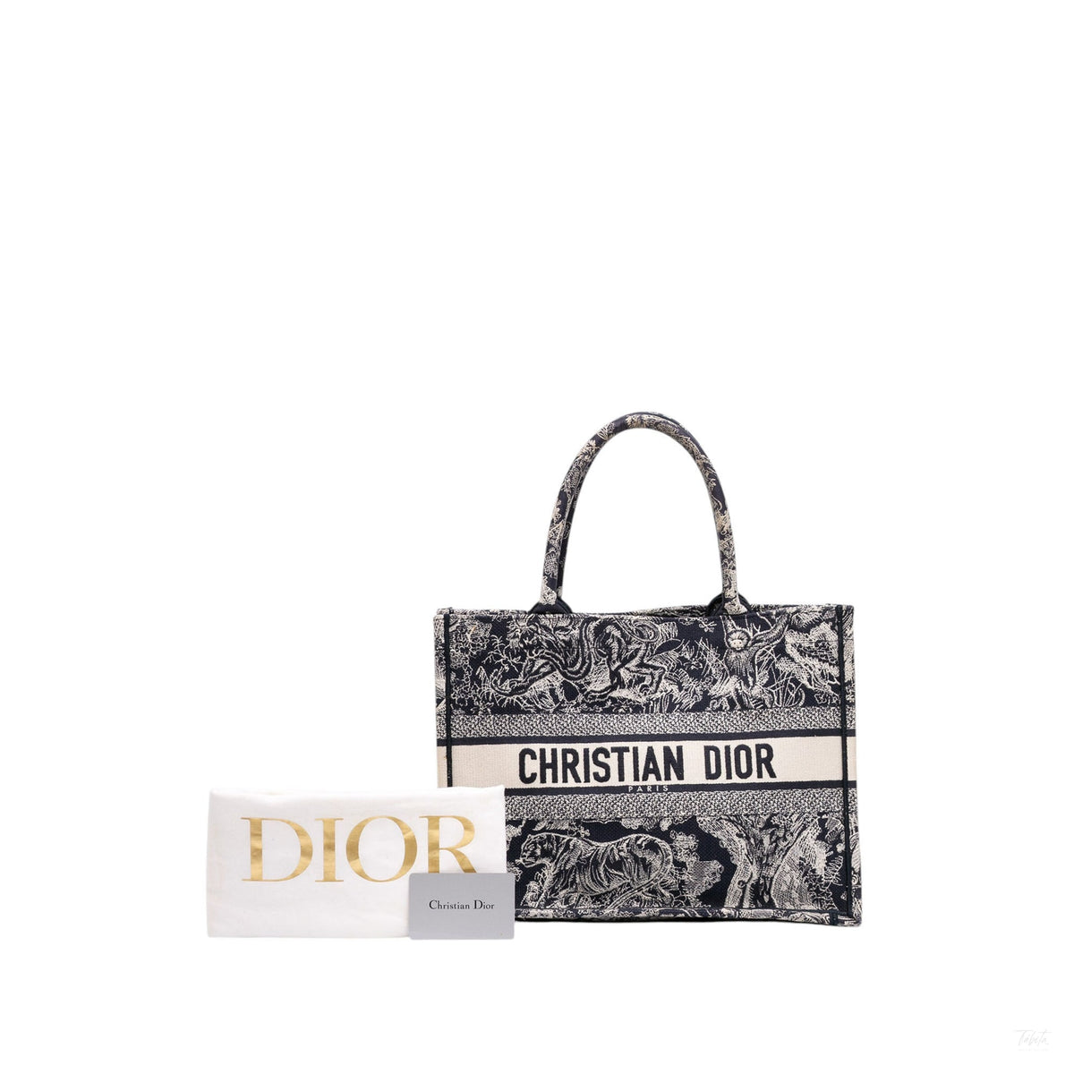 Second hand Dior Book Tote Medium Canvas Embroidery Handbag Blue - Tabita Bags