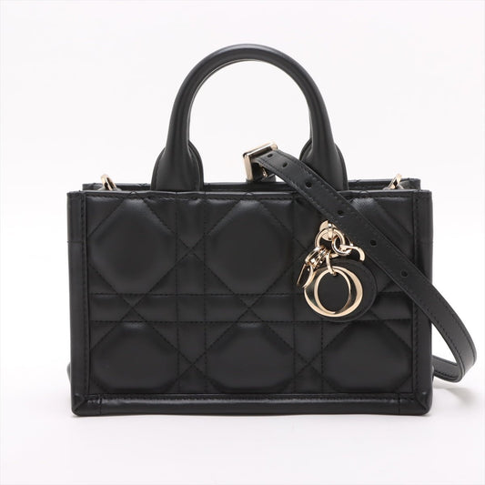 Second hand Dior Book Tote Mini Leather Macrocannage Handbag Black - Tabita Bags