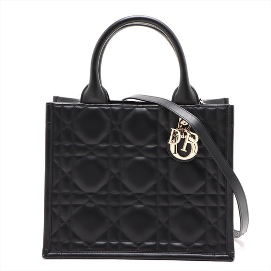 Second hand Dior Book Tote Small Leather Macrocannage Handbag Black - Tabita Bags