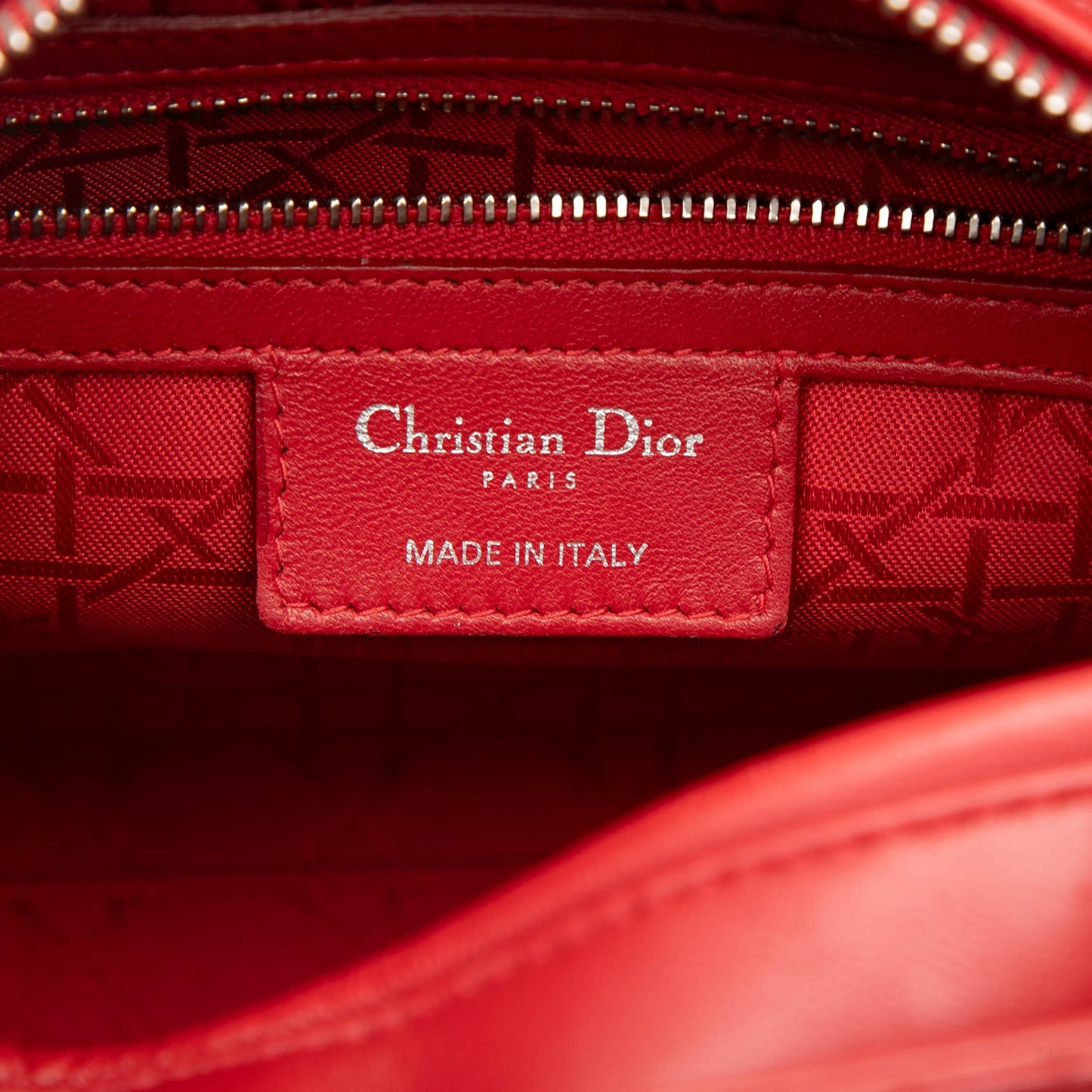 Second hand Dior Lady Dior Medium Cannage Lambskin Leather 2 - Ways Tote Bag Red - Tabita Bags