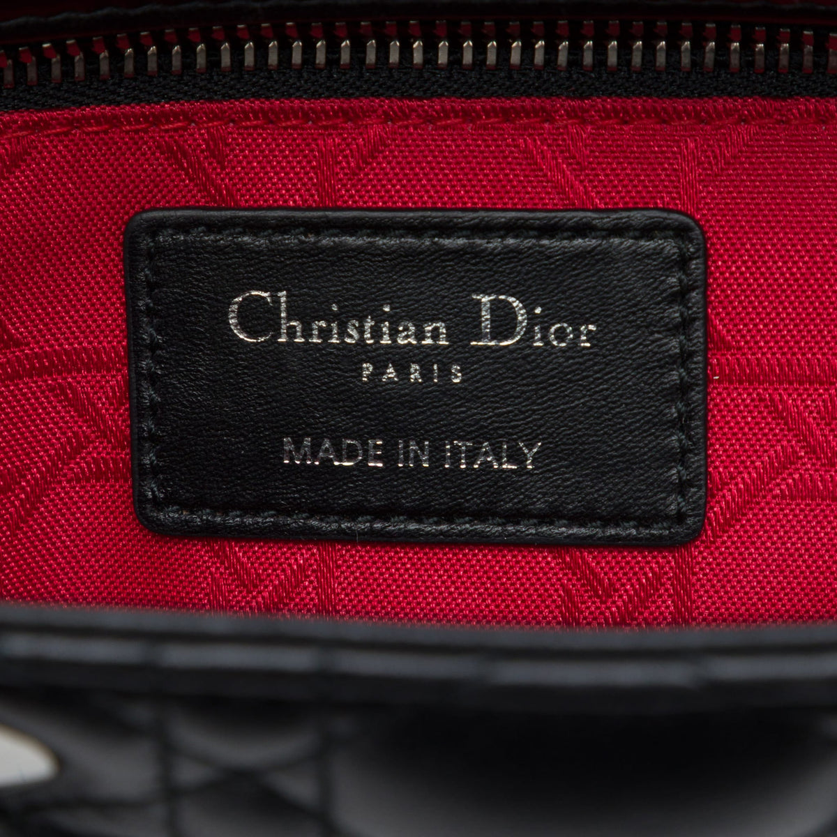 Second hand Dior Lady Dior Small Lambskin Leather My ABCDior Cannage Tote Handbag Black - Tabita Bags