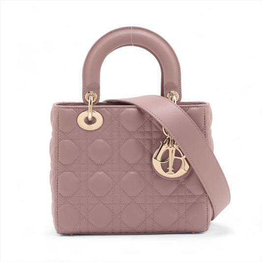 Second hand Dior Lady Dior Small Lambskin Leather My ABCDior Cannage Tote Handbag Dust Pink - Tabita Bags