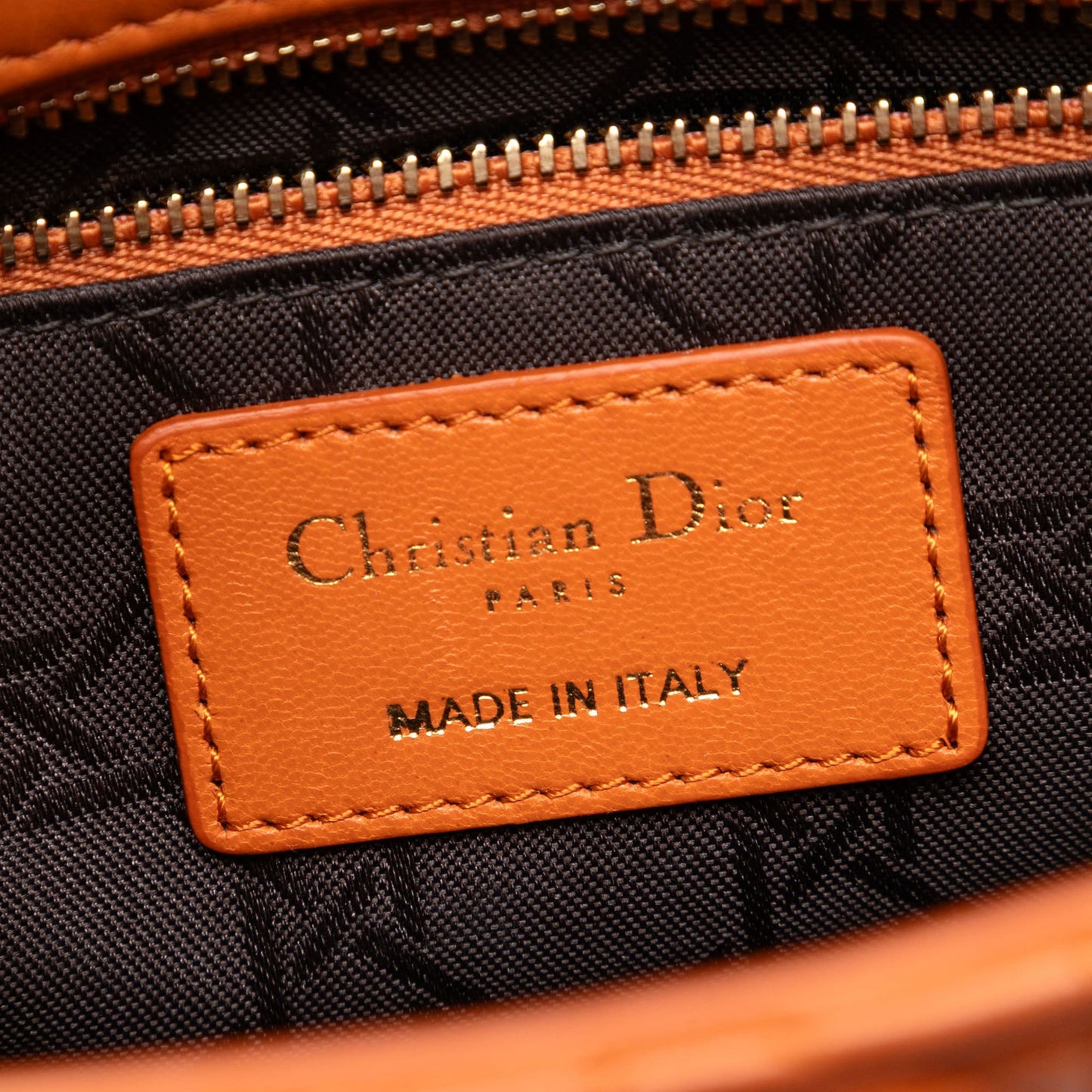 Second hand Dior Lady Dior Small Lambskin Leather My ABCDior Cannage Tote Handbag Orange - Tabita Bags