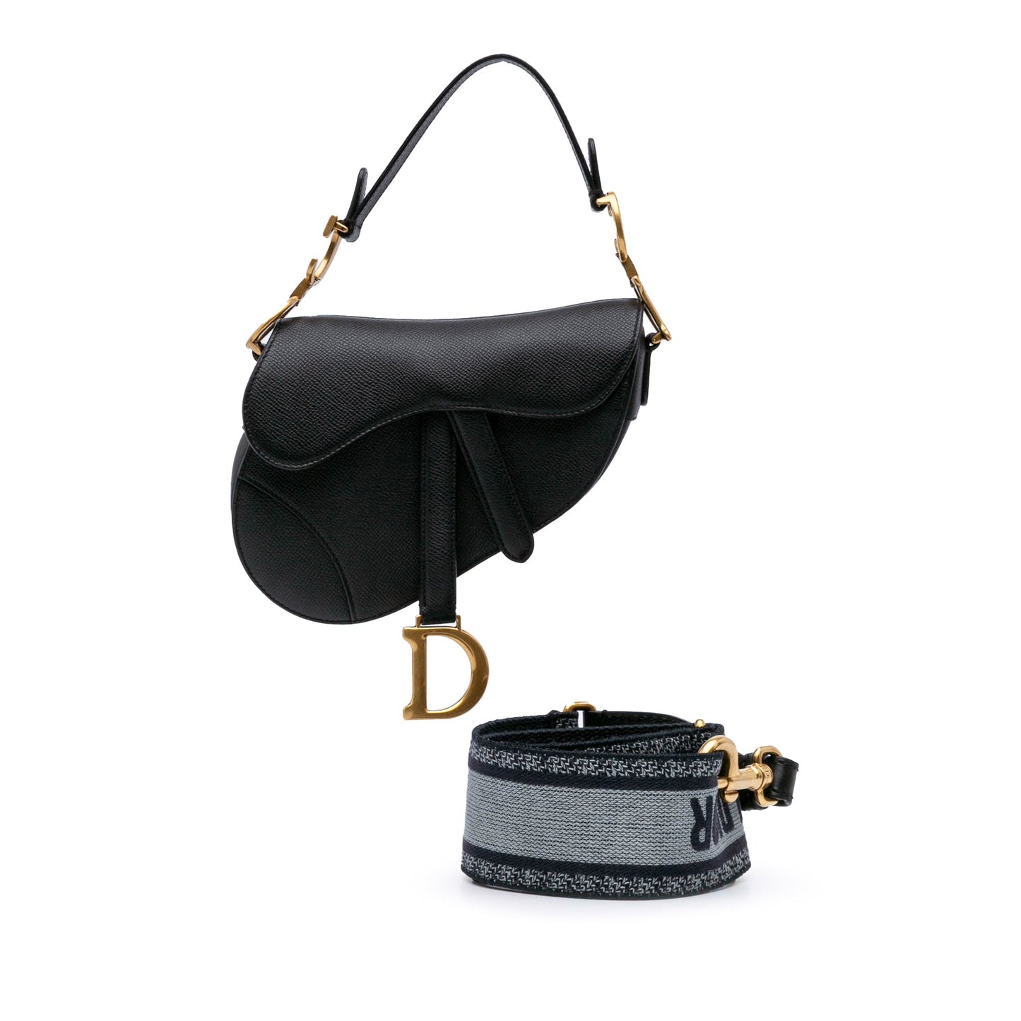 Second hand Dior Saddle Mini Grained Calfskin Leather Handbag No Strap Black - Tabita Bags