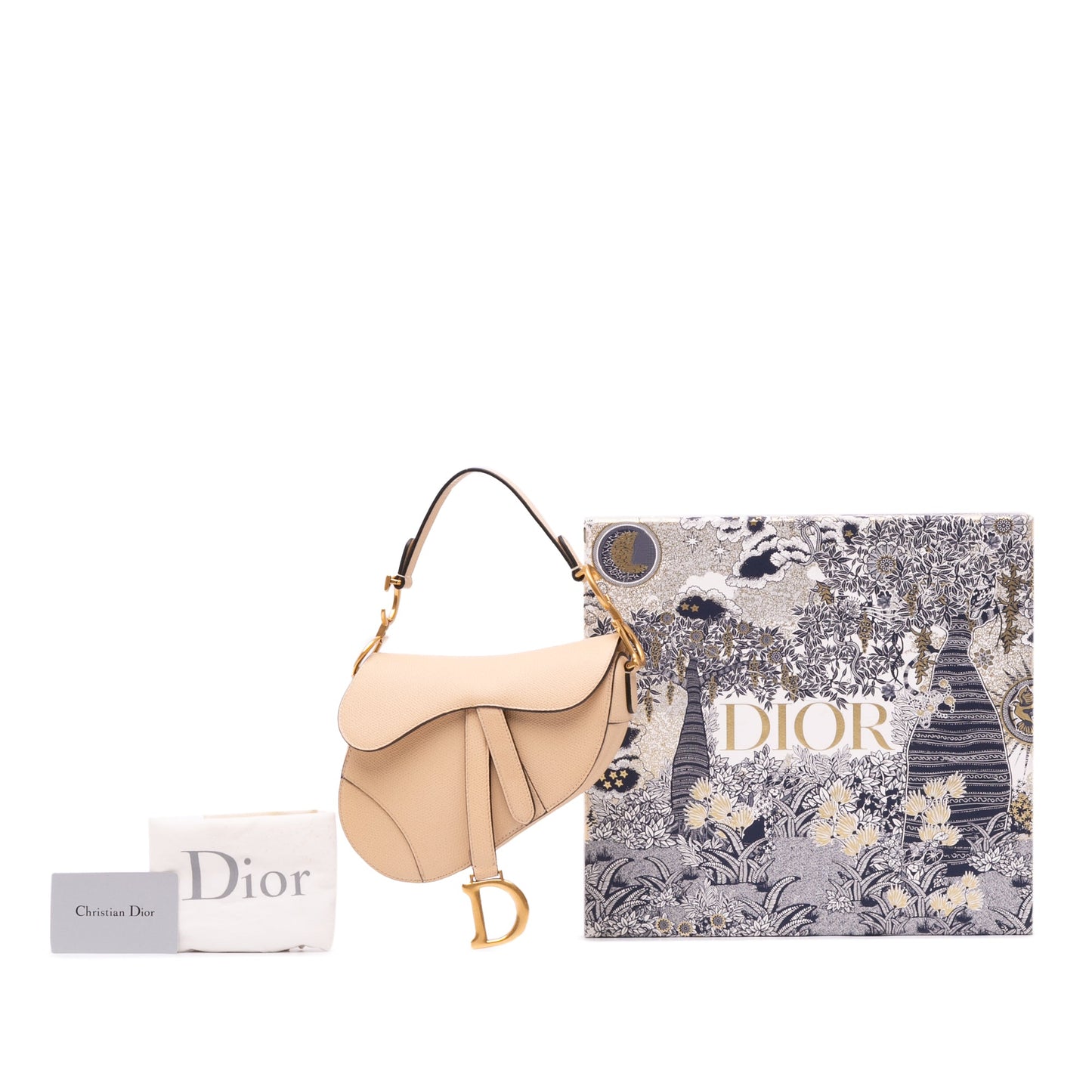 Second hand Dior Saddle Mini Grained Calfskin Leather Handbag No Strap Brown - Tabita Bags