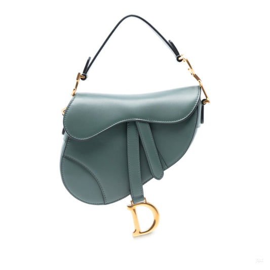 Second hand Dior Saddle Mini Smooth Calfskin Leather No Strap Handbag Green - Tabita Bags
