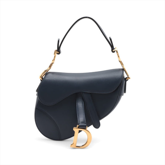 Second hand Dior Saddle Mini Ultrasmooth Calfskin Leather Saddle Handbag No Strap Navy - Tabita Bags