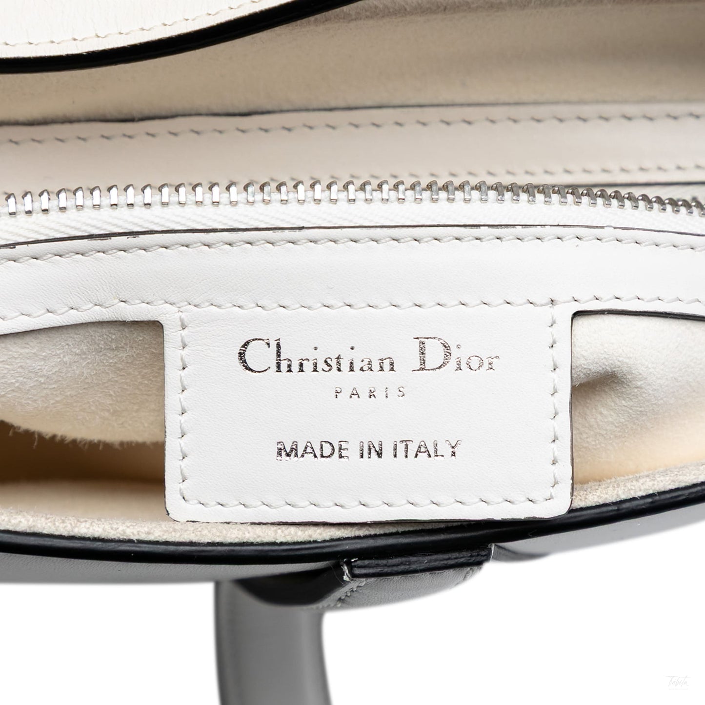 Second hand Dior Saddle Smooth Calfskin Leather No Strap Handbag White - Tabita Bags