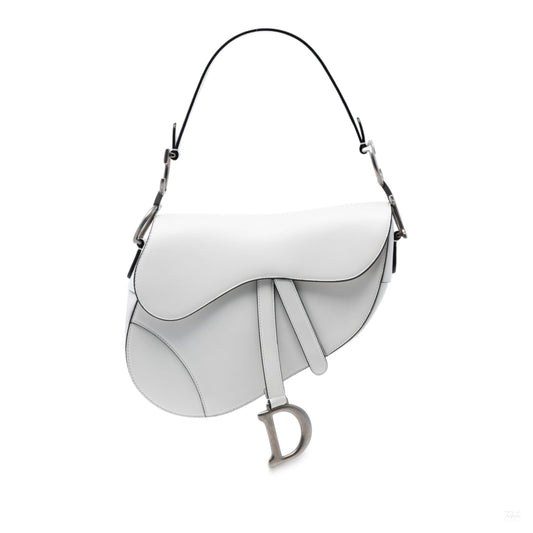 Second hand Dior Saddle Smooth Calfskin Leather No Strap Handbag White - Tabita Bags