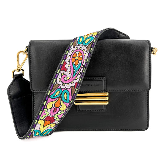 Second hand Etro Rainbow Leather Flap Shoulder Bag Black - Tabita Bags