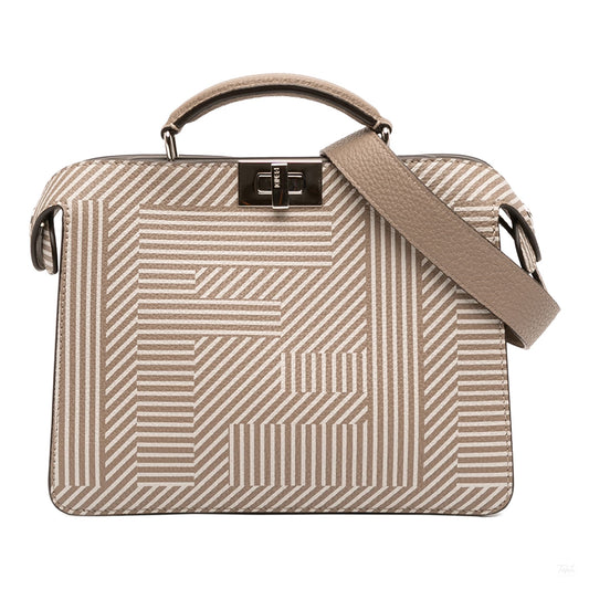 Second hand Fendi Peekaboo ISeeU Medium Zucca Leather Satchel Handbag Brown - Tabita Bags