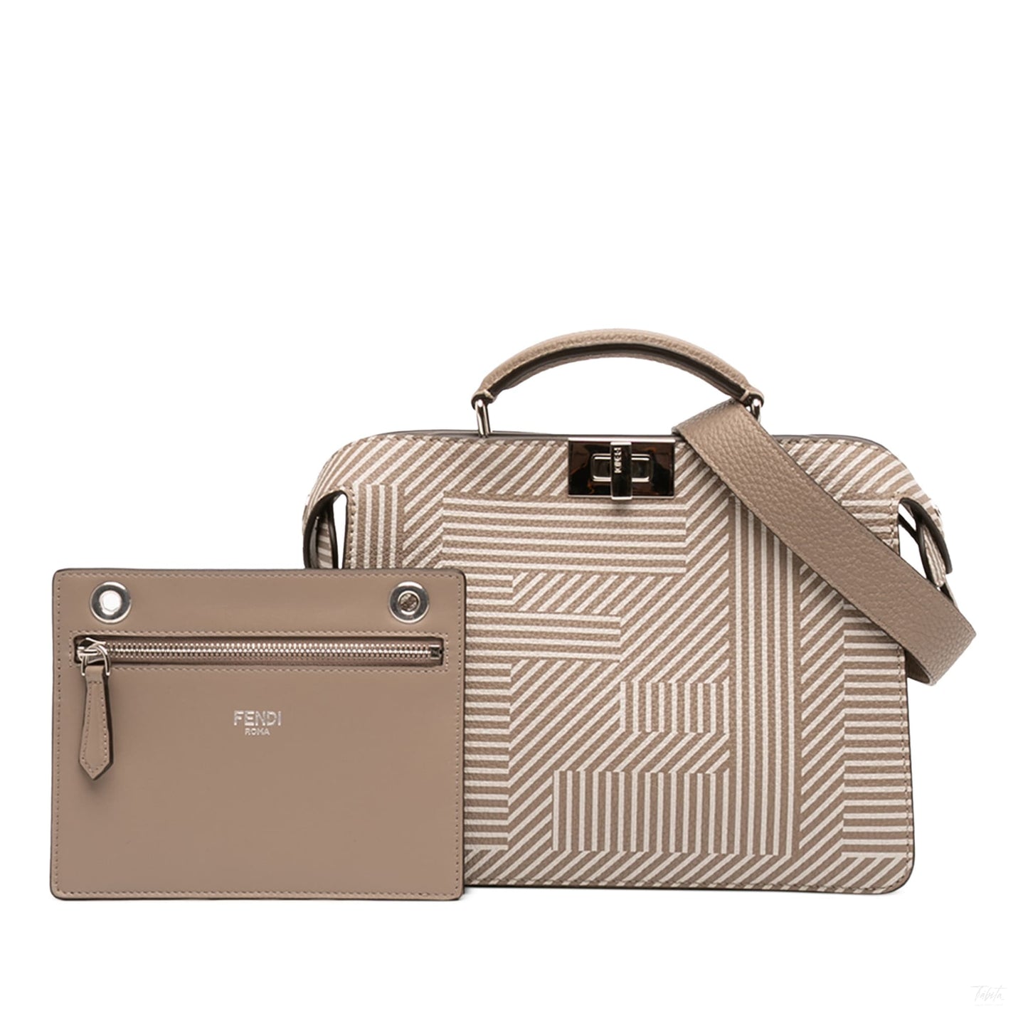 Second hand Fendi Peekaboo ISeeU Medium Zucca Leather Satchel Handbag Brown - Tabita Bags