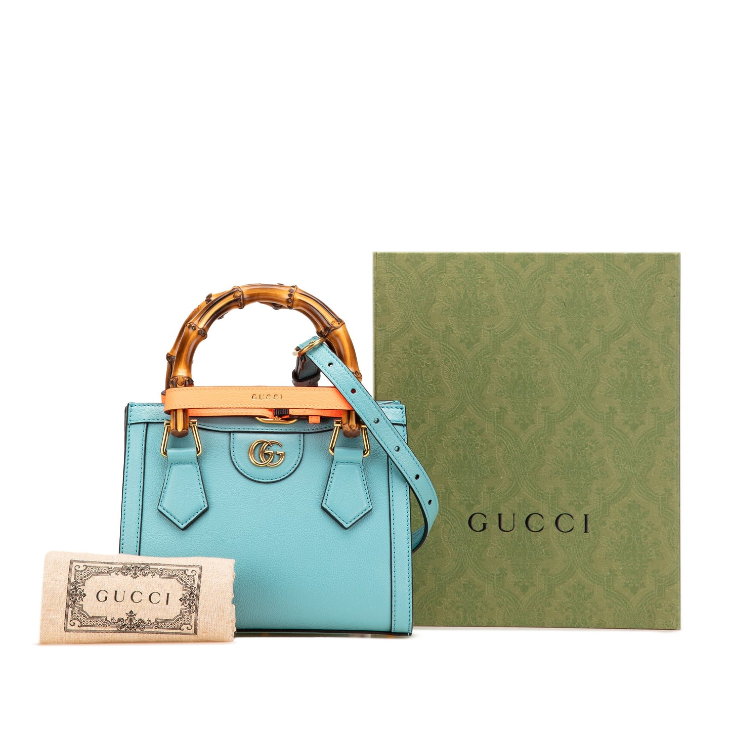 Second hand Gucci Diana Mini Leather Tote Bag Blue - Tabita Bags