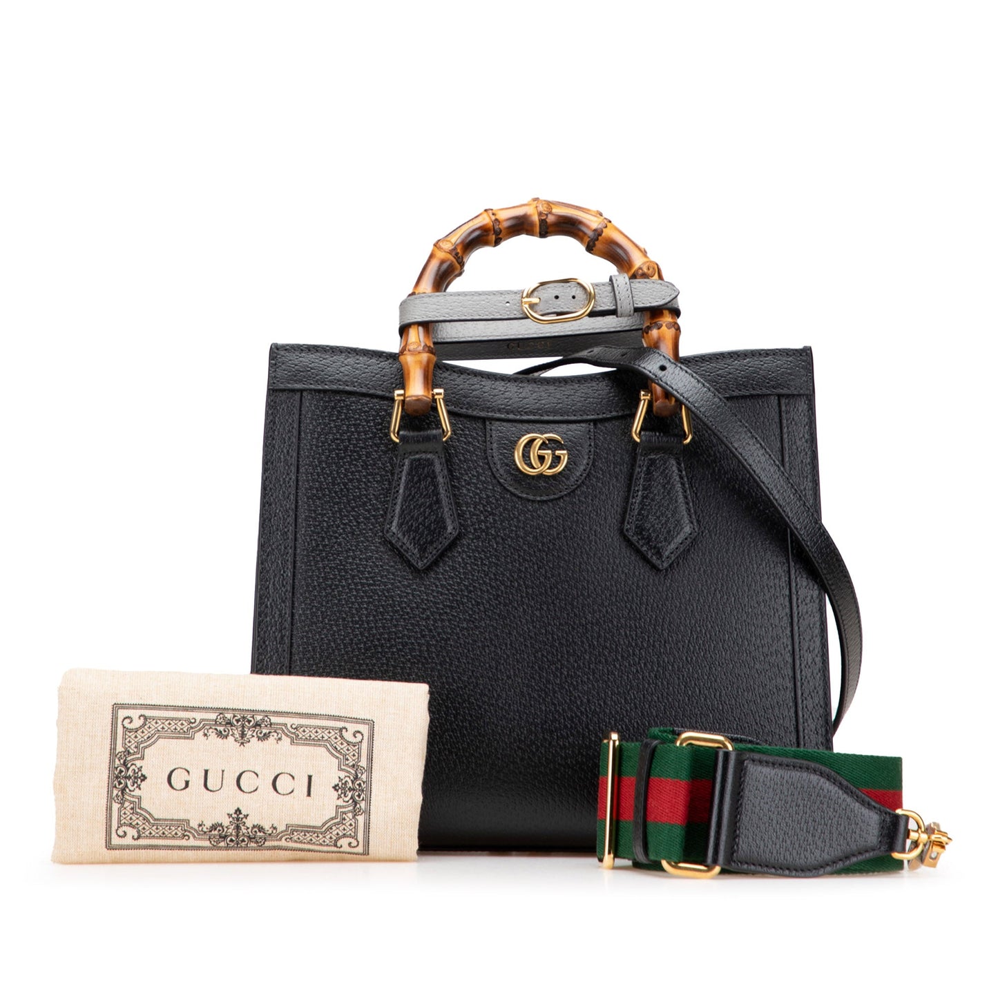 Second hand Gucci Diana Small Leather Tote Handbag Black - Tabita Bags