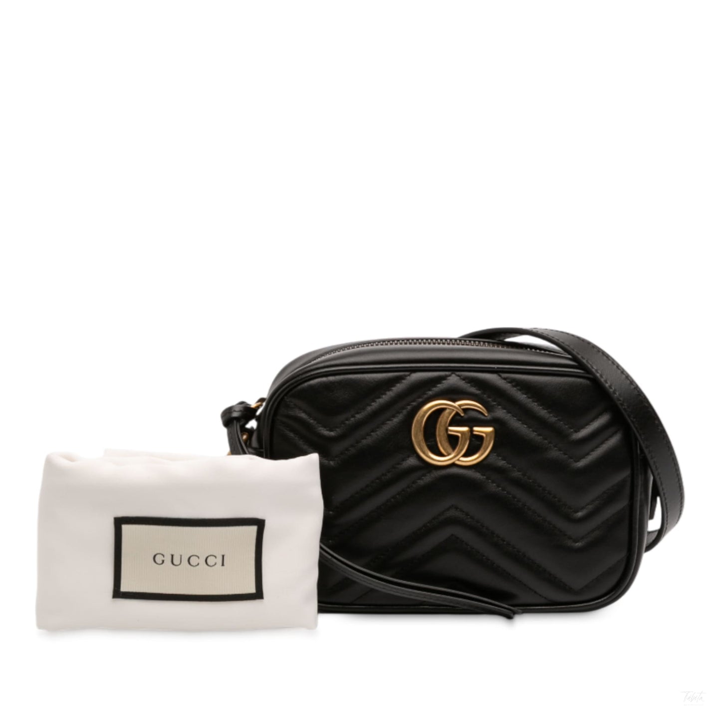 Second hand Gucci GG Marmont Mini Matelassé Leather Camera Bag Black - Tabita Bags