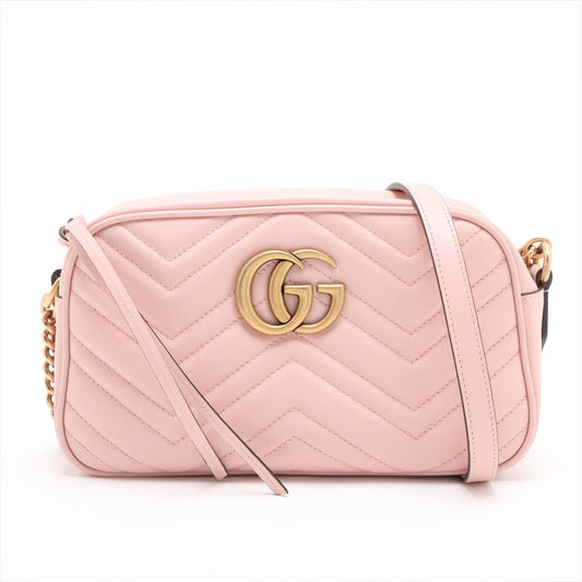 Second hand Gucci GG Marmont Small Matelassé Leather Camera Bag Pink - Tabita Bags