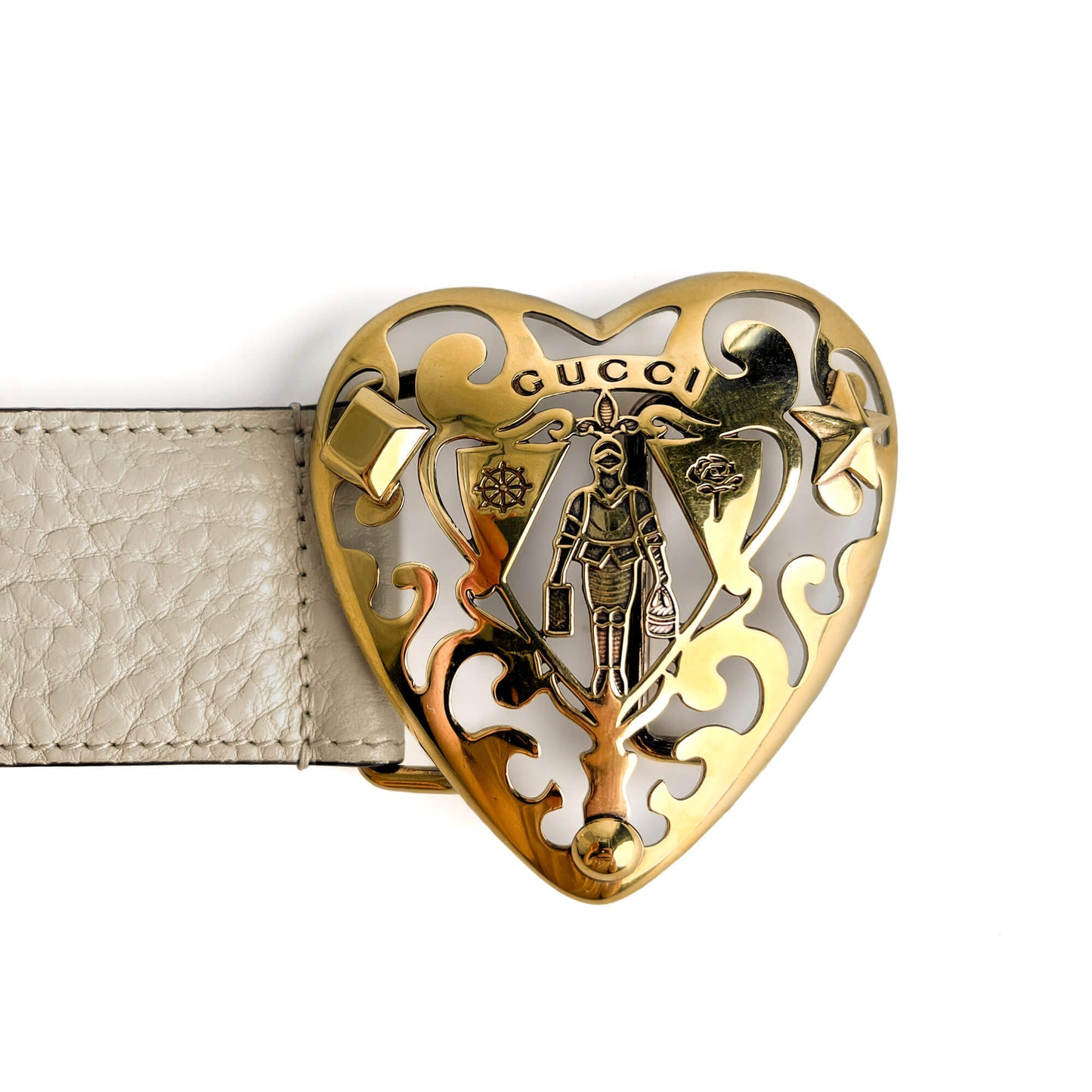 Second hand Gucci Hysteria Leather Wide Belt 80/32 White - Tabita Bags