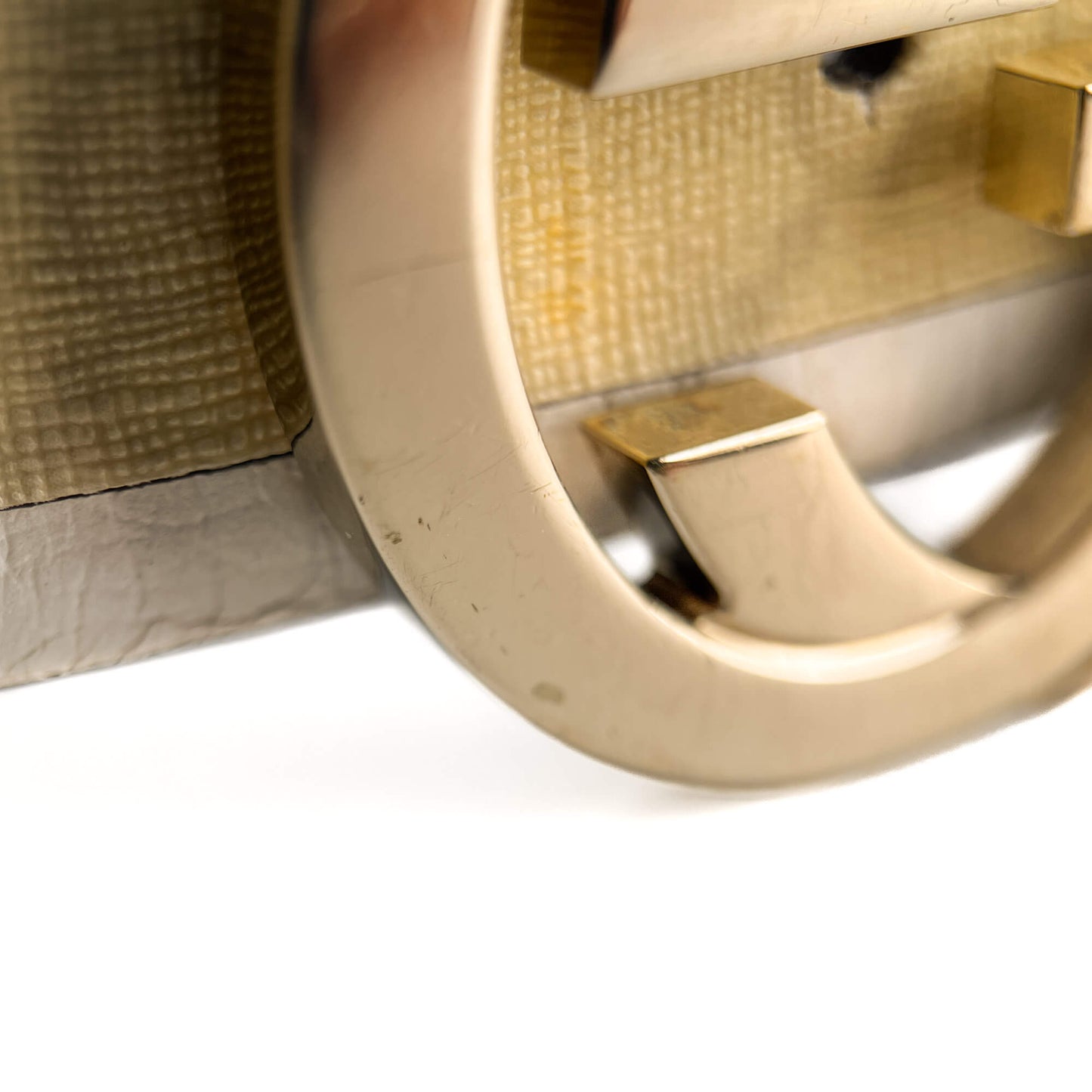 Second hand Gucci Interlocking GG Leather Wide Belt 90/36 Off - White - Tabita Bags