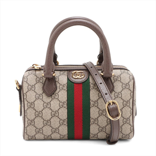 Second hand Gucci Ophidia GG Small Leather & Canvas GG Supreme Trunk Handbag Beige - Tabita Bags