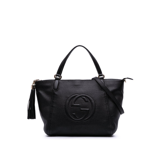 Second hand Gucci Soho Leather Zipper Closure Tote Shoulder Bag Black - Tabita Bags