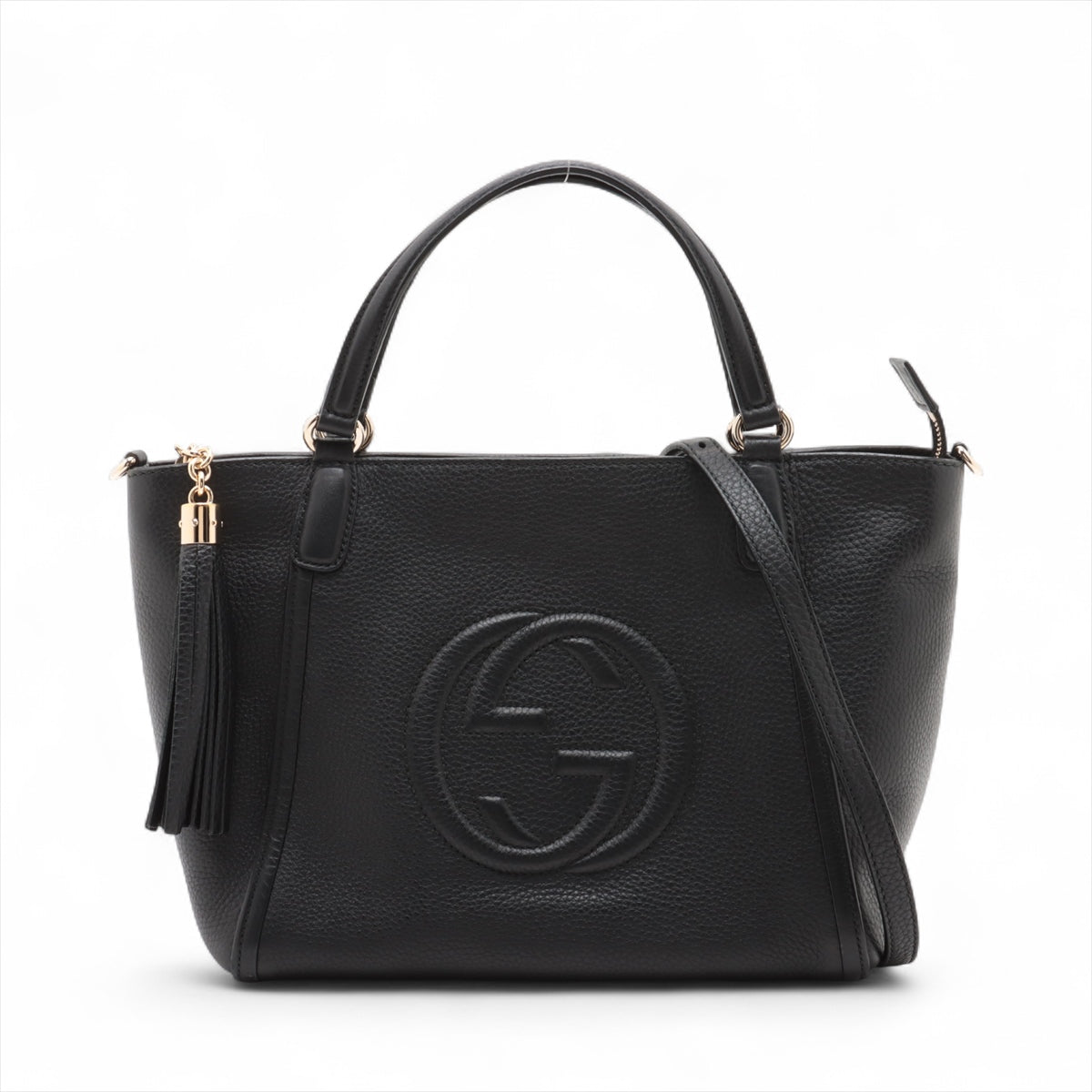Gucci Soho Leather Zipper Closure Tote Shoulder Bag Black - Tabita
