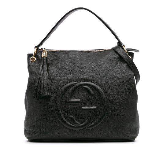 Second hand Gucci Soho Zipper Closure Leather 2 - Ways Hobo Crossbody Black - Tabita Bags