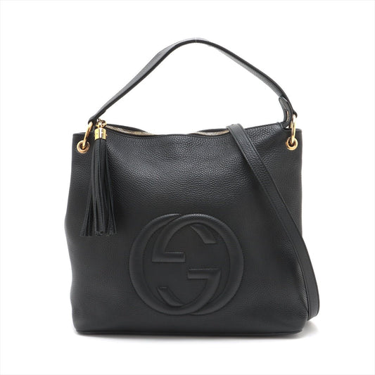 Second hand Gucci Soho Zipper Closure Leather 2 - Ways Hobo Crossbody Black - Tabita Bags