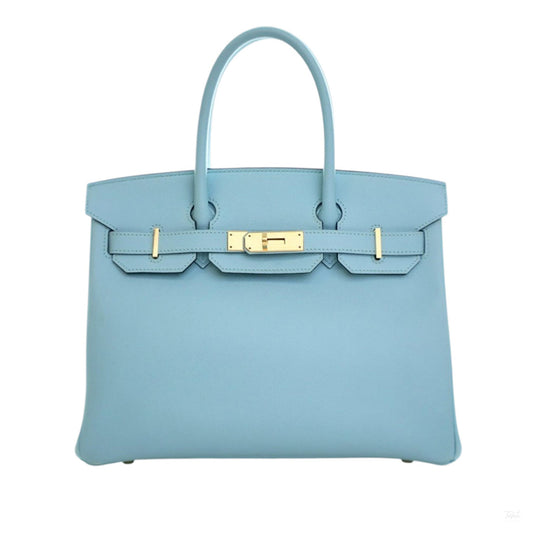 Second hand Hermes Birkin 30 Epsom Leather Top - handle Bag Bleu Atoll - Tabita Bags