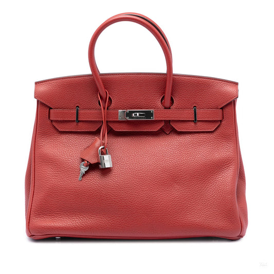 Second hand Hermes Birkin 35 Togo Leather Top - handle Bag Rouge Vif - Tabita Bags