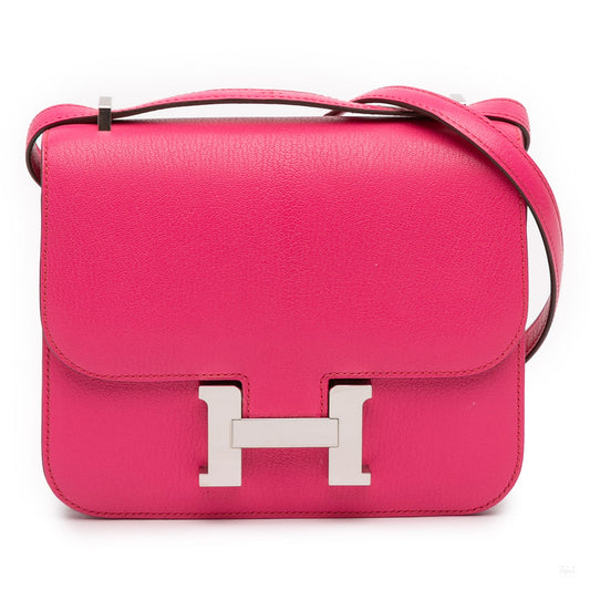 Second hand Hermes Constance 18 Chèvre Mysore Leather Shoulder Bag Rose Tyrien - Tabita Bags