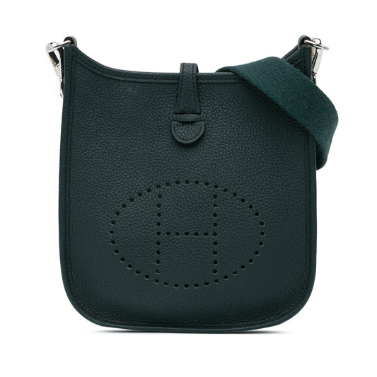 Second hand Hermes Evelyne 16 TPM Amazone Taurillon Clemence Leather Hobo Bag Vert Cypress - Tabita Bags