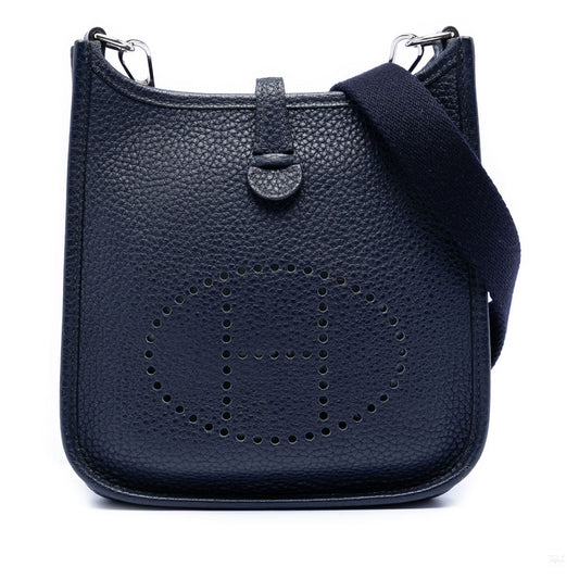 Second hand Hermes Evelyne 16 TPM Clemence Leather Hobo Crossbody Bleu Abysse - Tabita Bags