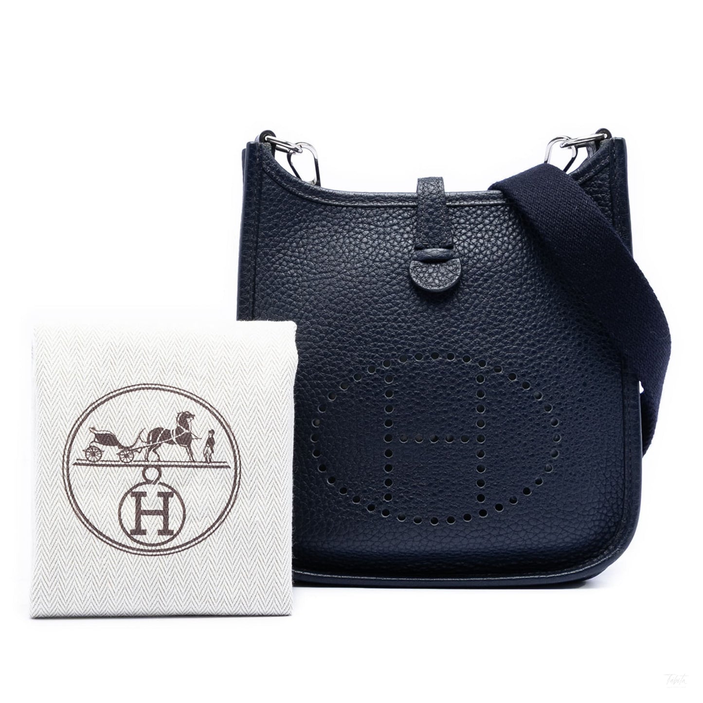 Second hand Hermes Evelyne 16 TPM Clemence Leather Hobo Crossbody Bleu Abysse - Tabita Bags
