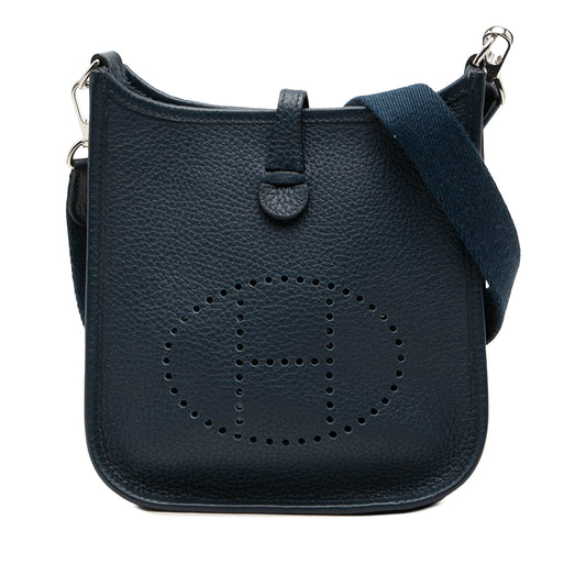 Second hand Hermes Evelyne 16 TPM Clemence Leather Hobo Crossbody Blue - Tabita Bags