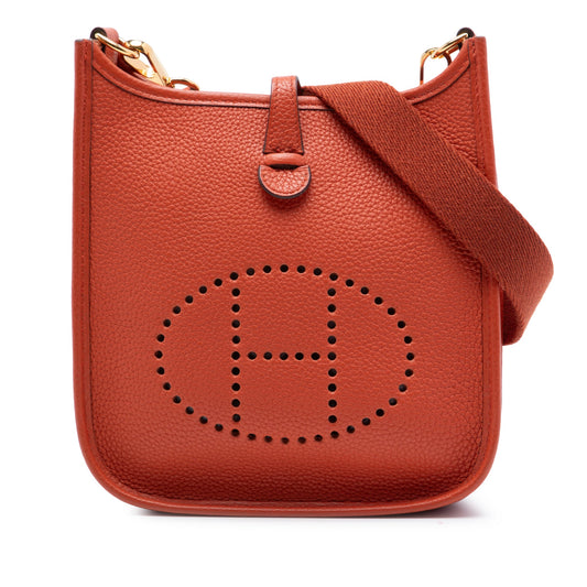 Second hand Hermes Evelyne 16 TPM Clemence Leather Hobo Crossbody Orange - Tabita Bags
