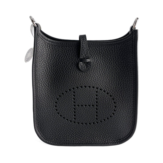 Second hand Hermes Evelyne 16 TPM Taurillon Clemence Leather Amazone Hobo Crossbody Black - Tabita Bags