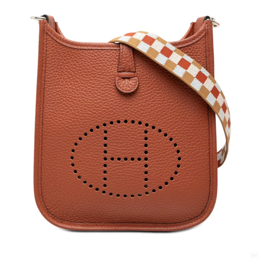 Second hand Hermes Evelyne 16 TPM Taurillon Clemence Leather Amazone Hobo Crossbody Cuivre Maxi Quadrille - Tabita Bags