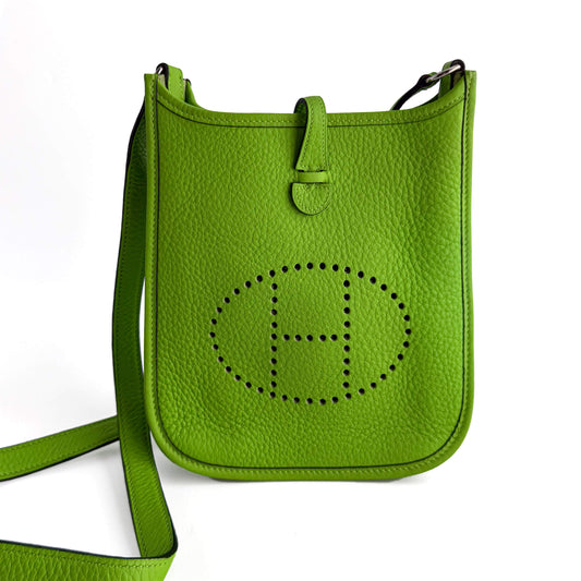 Second hand Hermes Evelyne 16 TPM Taurillon Clemence Leather Amazone Hobo Crossbody Green - Tabita Bags