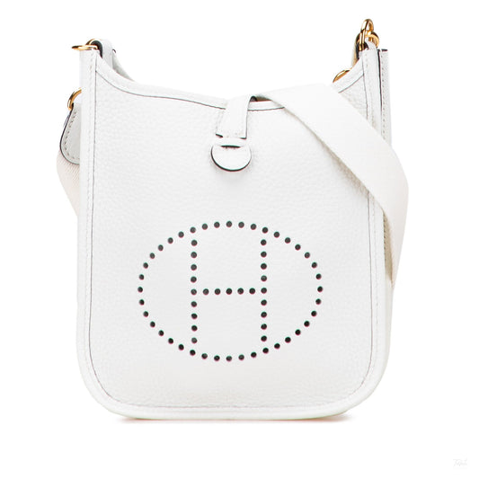 Second hand Hermes Evelyne 16 TPM Taurillon Clemence Leather Amazone Hobo Crossbody New White - Tabita Bags