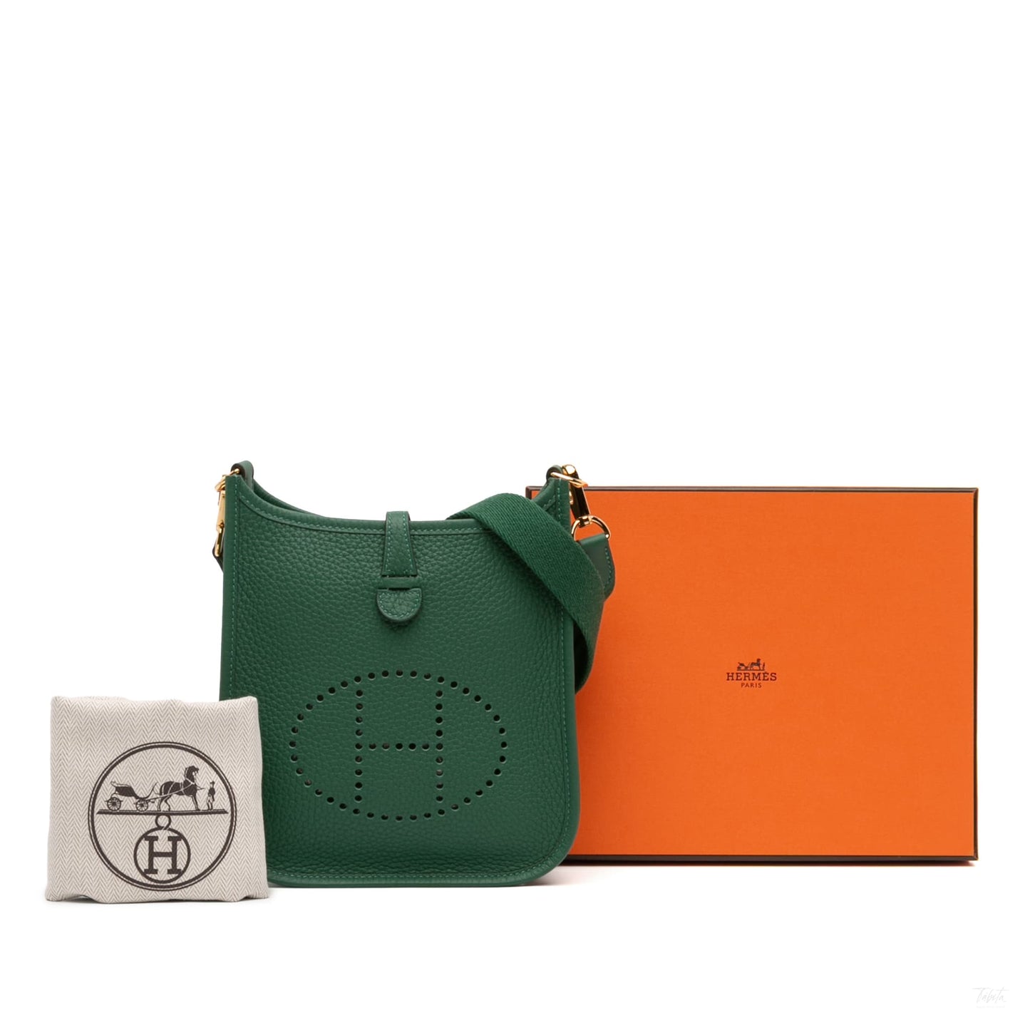 Second hand Hermes Evelyne 16 TPM Taurillon Clemence Leather Amazone Hobo Crossbody Vert Moyen - Tabita Bags