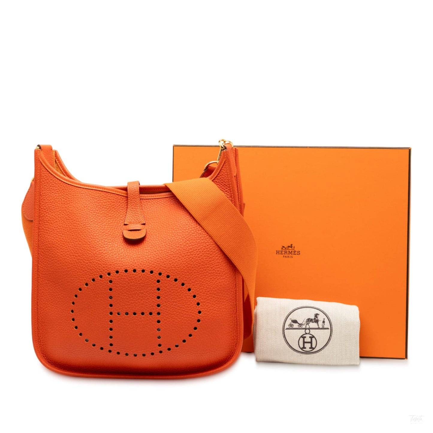 Second hand Hermes Evelyne 29 Taurillon Clemence Leather Hobo Crossbody Feu - Tabita Bags