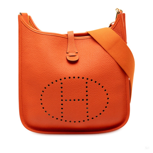Second hand Hermes Evelyne 29 Taurillon Clemence Leather Hobo Crossbody Feu - Tabita Bags