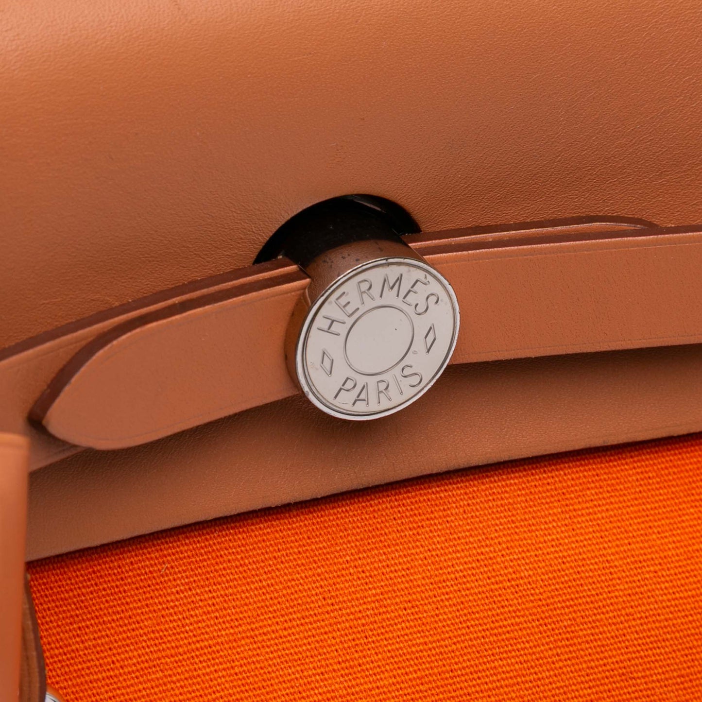 Second hand Hermes Herbag PM Canvas 1 pouch Top - handle Handbag Orange - Tabita Bags