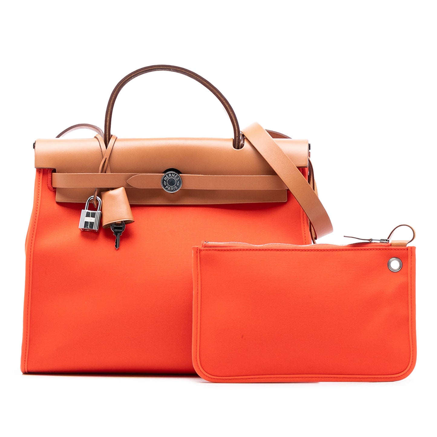 Second hand Hermes Herbag PM Canvas 1 pouch Top - handle Handbag Orange - Tabita Bags