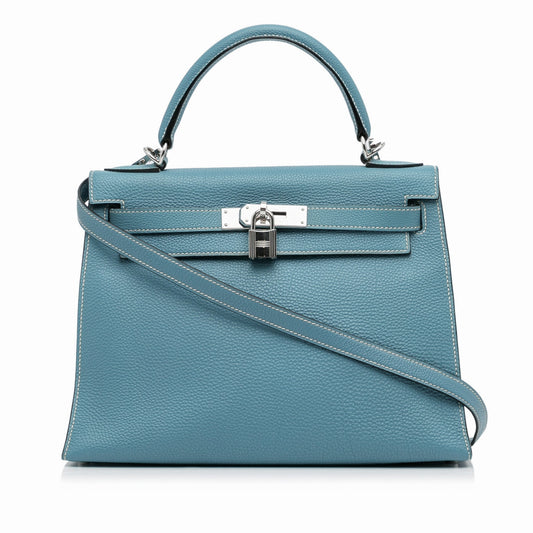 Second hand Hermes Kelly 28 Sellier Epsom Leather 2 - Ways Top - handle Bag Blue Jean - Tabita Bags