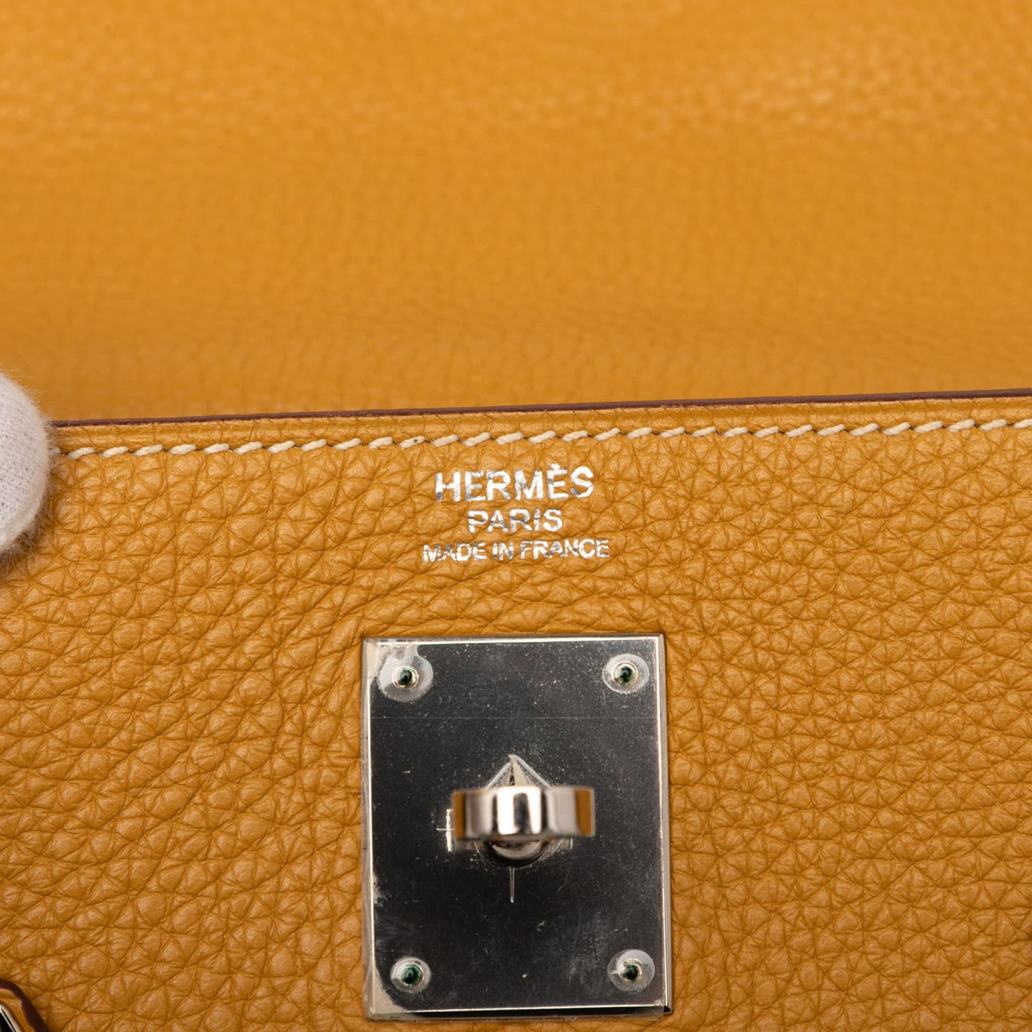 Second hand Hermes Kelly 32 Taurillon Clemence Leather Top - handle Handbag Jaune de Naples - Tabita Bags